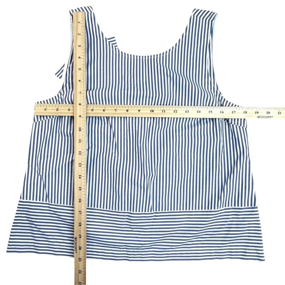 Vineyard Vines Sarah Blue Stripe Bow Back Sleeveless Poplin Top Preppy Resort. 8 - Picture 5 of 7